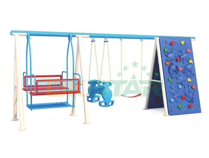 metal swing and slide set