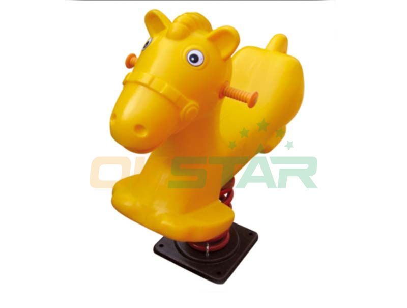 Yellow horse design spring rider for park