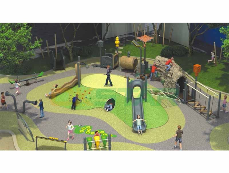 Mine cave Theme with plastic slide and outdoor play equipment for kids play