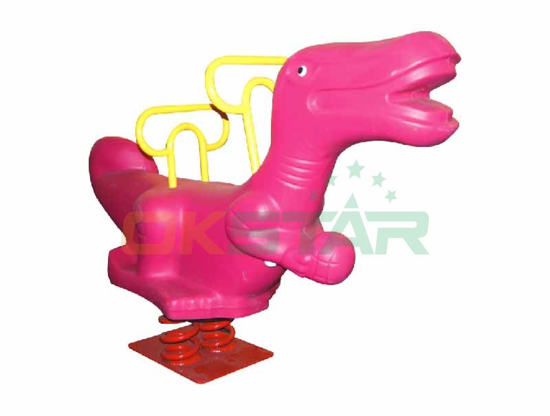 pink dinosaur design freestanding animal spring rider