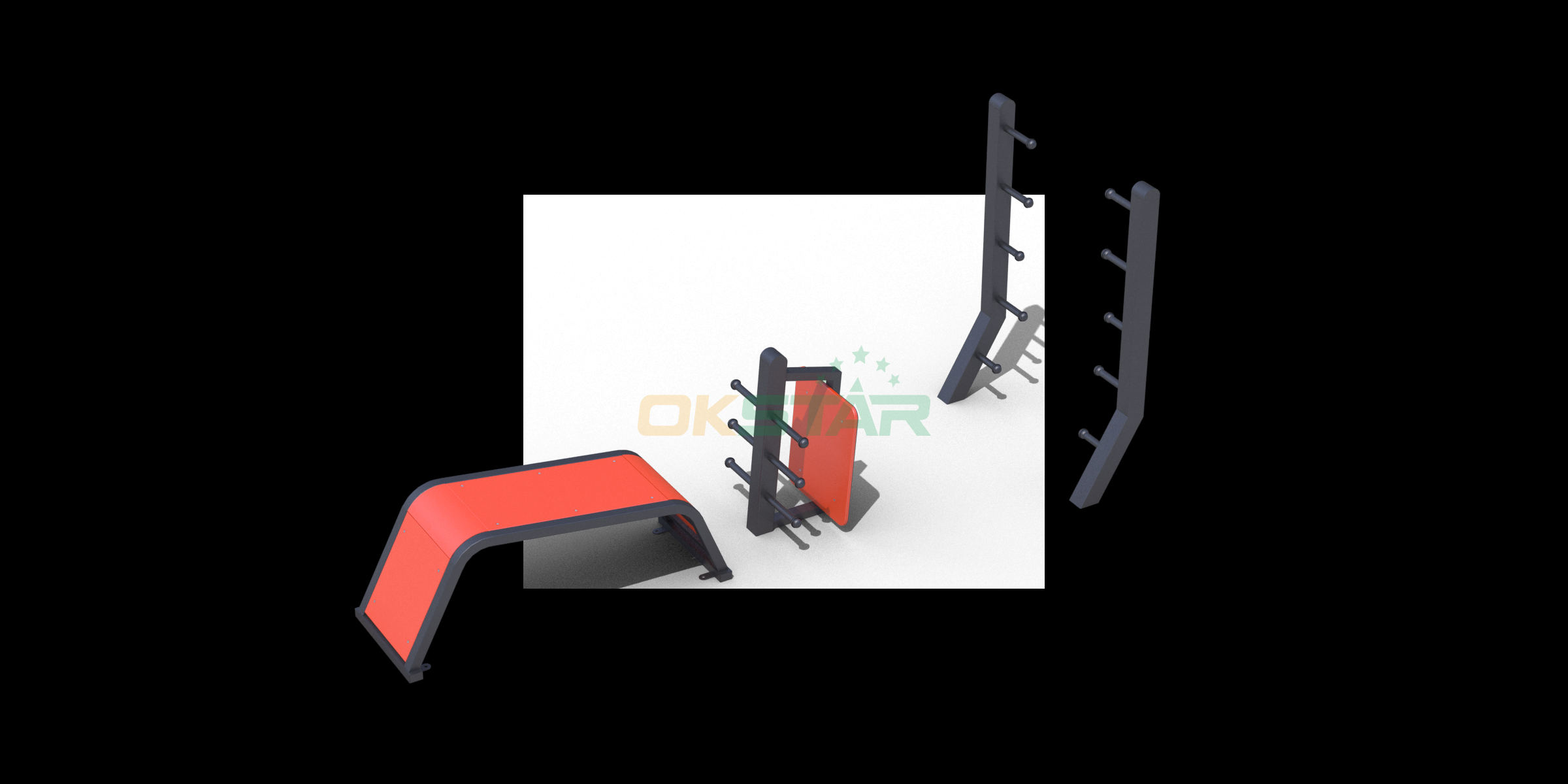 OK-F03B	 Push-up rack and side body trainer